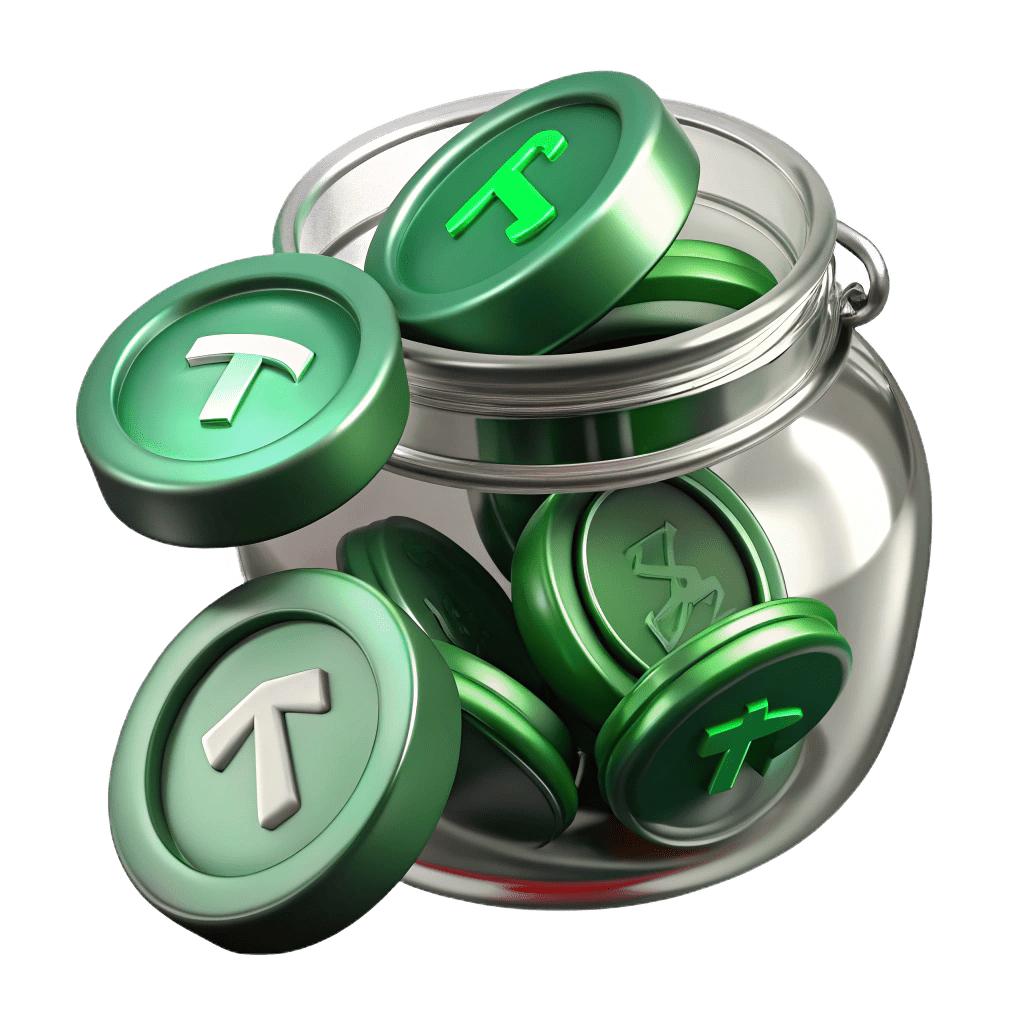 Cubo con tokens de stablecoin — Dinera Paynex