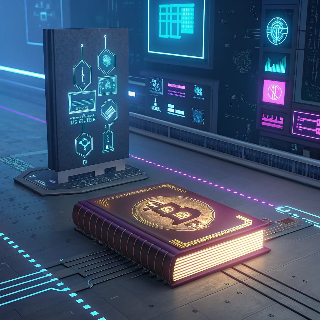 Misión — libro, bitcoin e iconos — Dinera Paynex